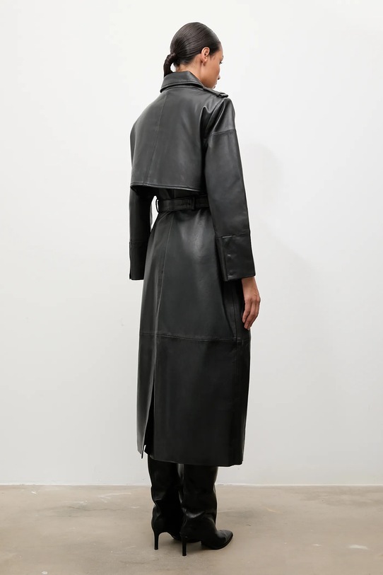 Шкіряний тренч Answear.LAB WA25-KUD031 чорний WA25