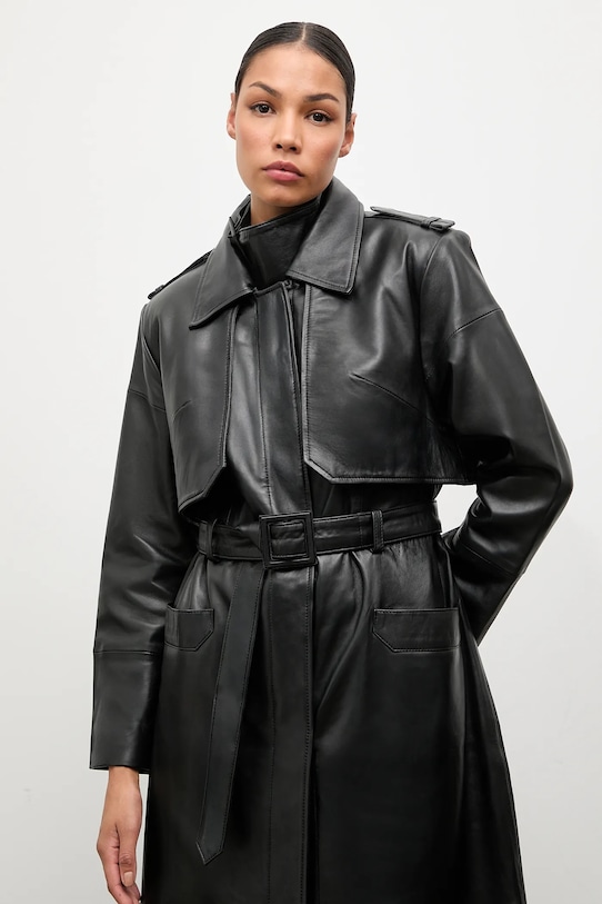 Шкіряний тренч Answear.LAB чорний WA25-KUD031