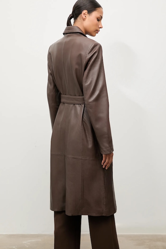 Odzież Answear.LAB płaszcz skórzany WA25-KUD032 brązowy