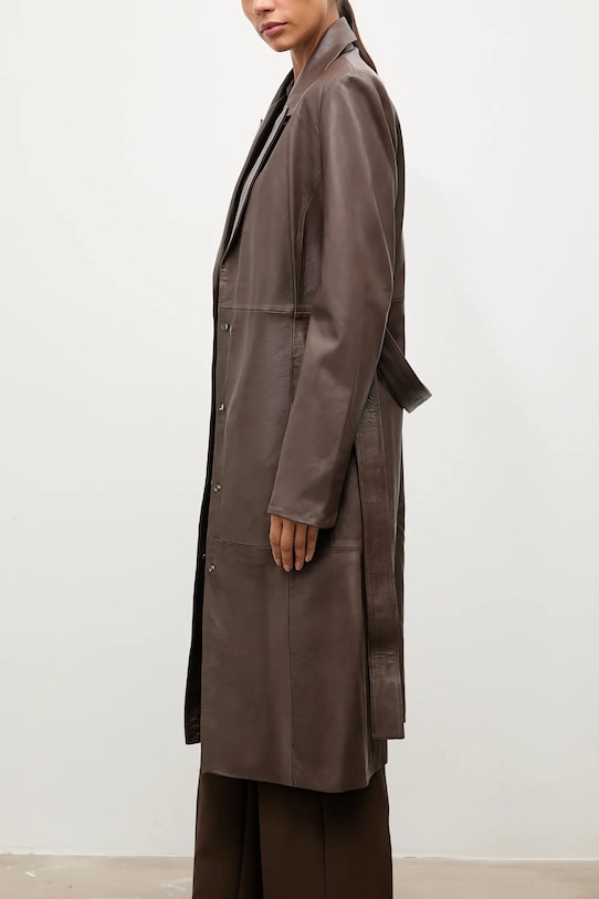 Answear.LAB płaszcz skórzany brązowy WA25-KUD032