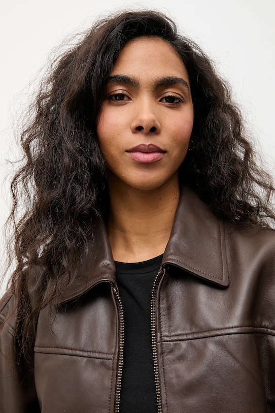 Answear.LAB kurtka skórzana WA25-KUD033 brązowy