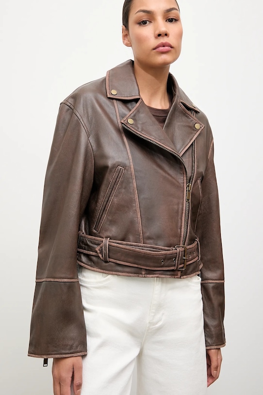 Answear.LAB geaca ramones de piele maro WA25-KUD034