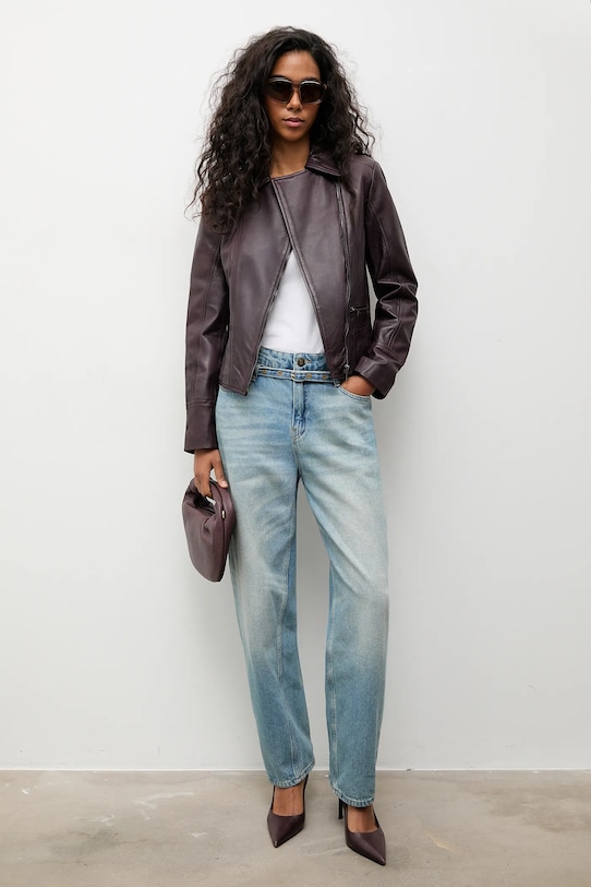 Kožený křivák Answear.LAB WA25-KUD036 burgundské WA25