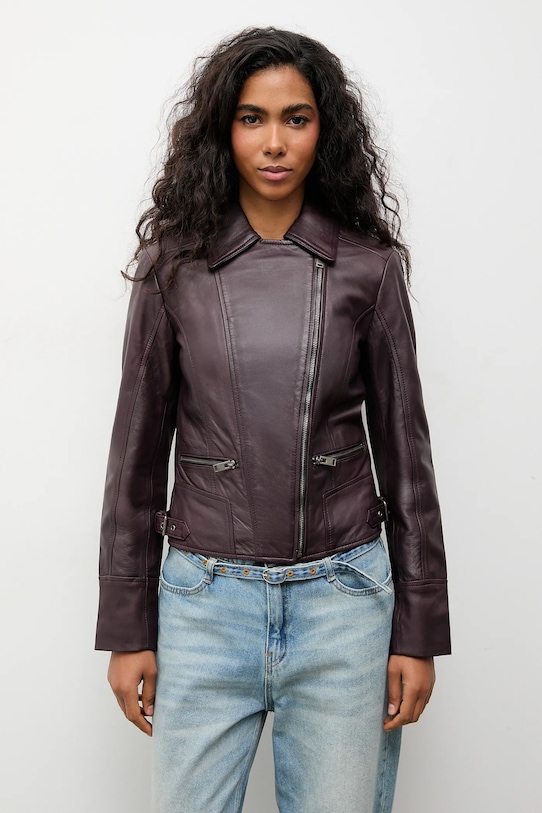 Kožený křivák Answear.LAB burgundské WA25-KUD036