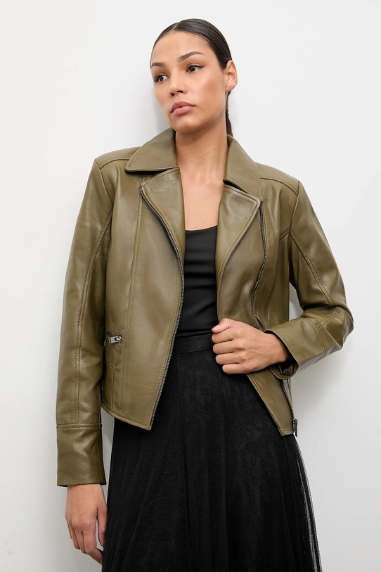 Шкіряна куртка Answear.LAB лицьова шкіра зелений WA25-KUD036