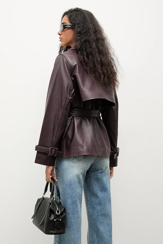 Answear.LAB geaca de piele burgundia WA25-KUD037