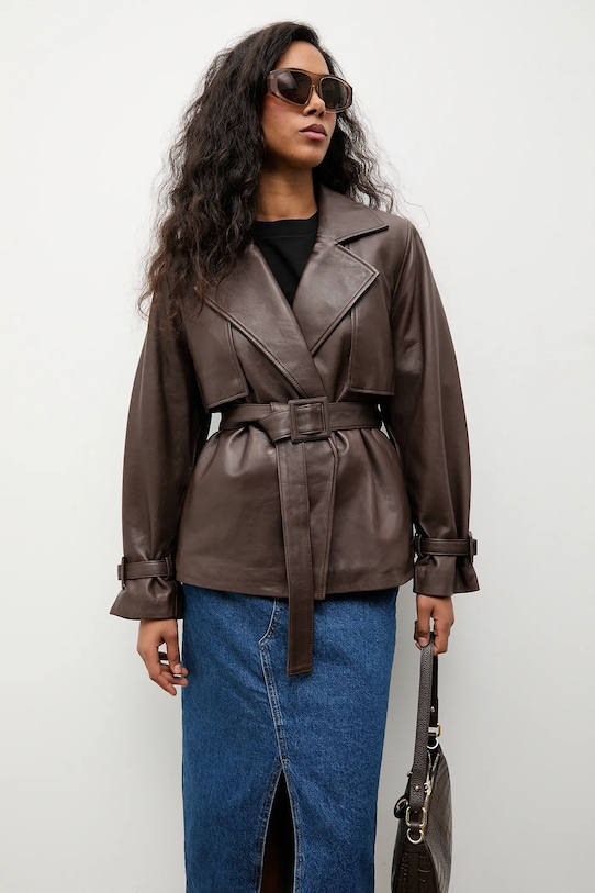 Ρούχα Δερμάτινο μπουφάν Answear.LAB WA25-KUD037 καφέ