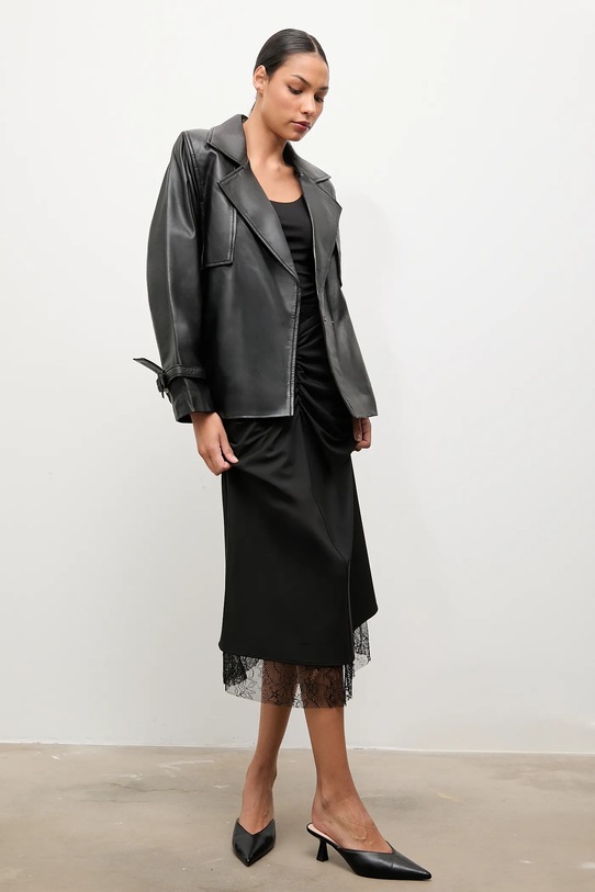 Answear.LAB geaca de piele WA25-KUD037 negru WA25