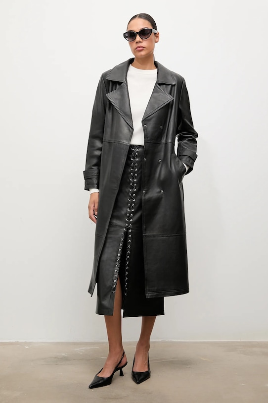 Answear.LAB palton de piele WA25-KUD038 negru WA25