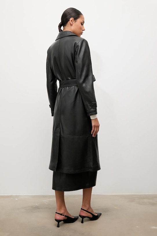 Îmbrăcăminte Answear.LAB palton de piele WA25-KUD038 negru