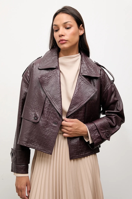 Answear.LAB geaca de piele cu captuseala burgundia WA25-KUD040