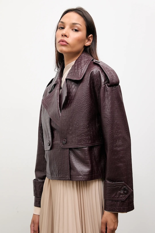 Answear.LAB geaca de piele burgundia WA25-KUD040