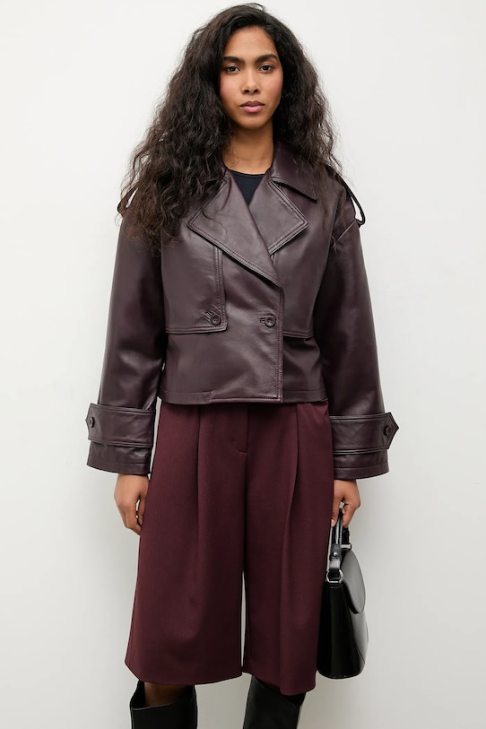 Kožená bunda Answear.LAB burgundské WA25-KUD040