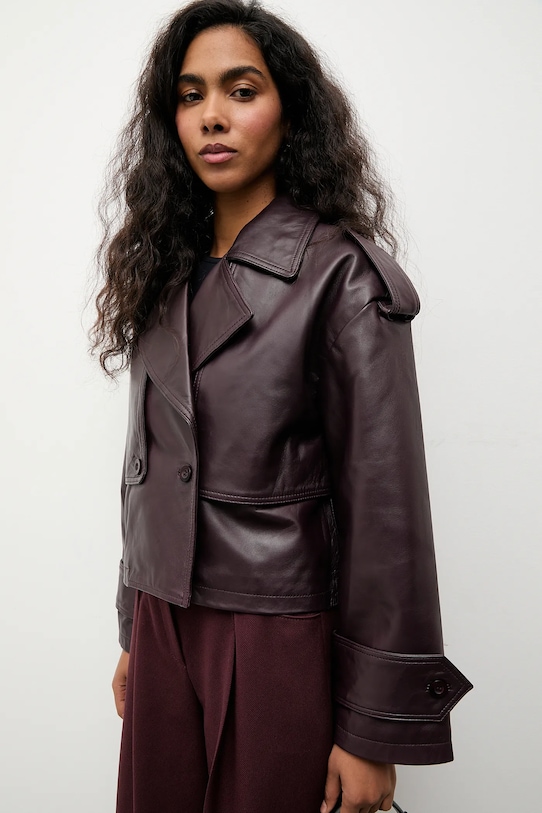 Kožená bunda Answear.LAB WA25-KUD040 burgundské