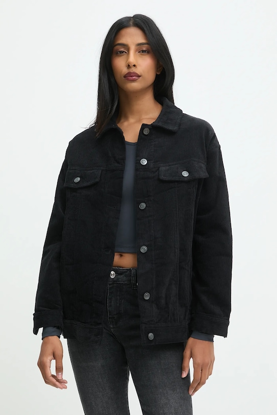 Answear.LAB kurtka sztruksowa bez kaptura czarny 62912.flk