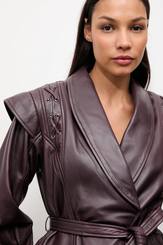 Kožená bunda Answear.LAB WA25-KUD053 burgundské