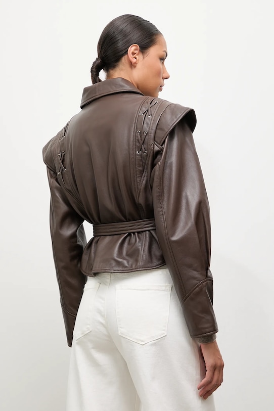 Odzież Answear.LAB kurtka skórzana WA25-KUD053 brązowy