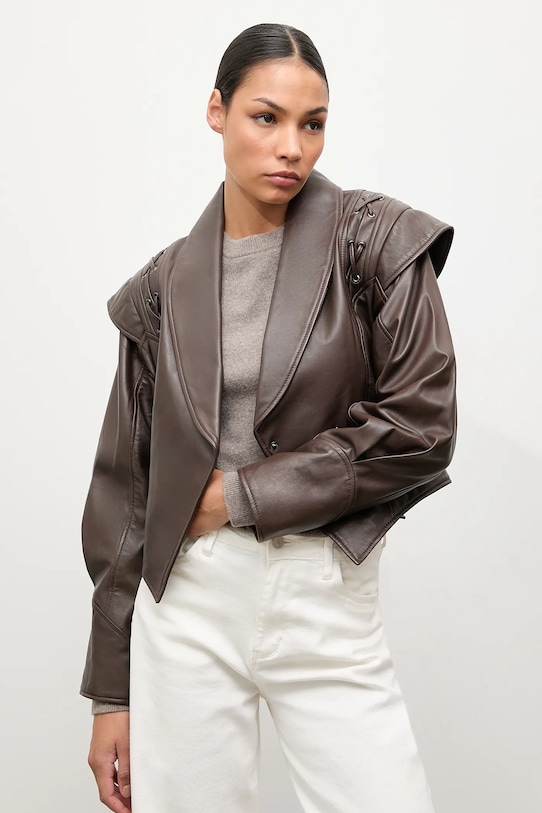 Answear.LAB kurtka skórzana brązowy WA25-KUD053