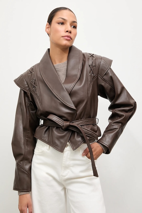 Answear.LAB kurtka skórzana WA25-KUD053 brązowy