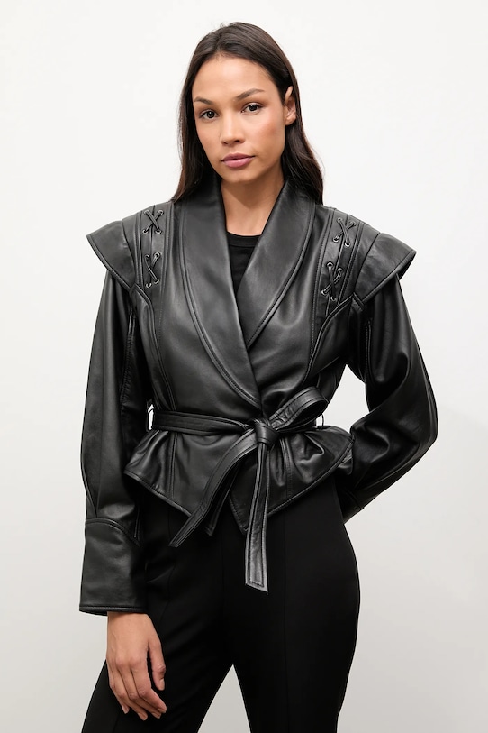 Answear.LAB giacca in pelle nero WA25-KUD053