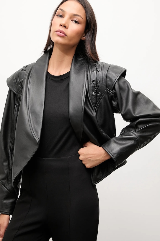 Answear.LAB giacca in pelle WA25-KUD053 nero