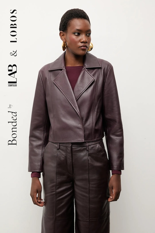 Bonded by Answear.LAB & LOBOS marynarka skórzana WA25-KUD055 bordowy WS26