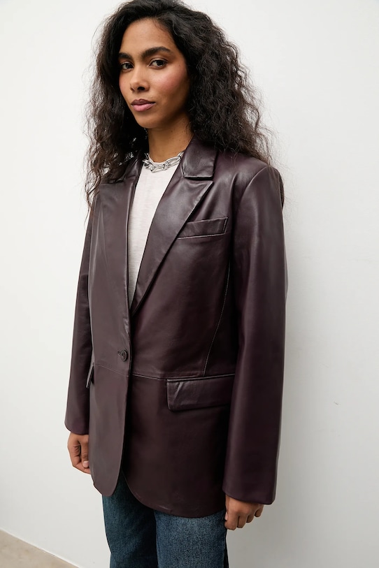 Answear.LAB sacou de piele cu captuseala burgundia WA25-MKD010