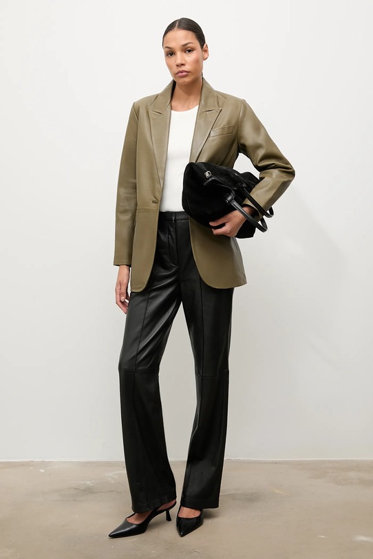 Answear.LAB sacou de piele cu captuseala verde WA25-MKD010