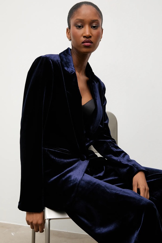 Answear.LAB marynarka welurowa dzianina granatowy 3079