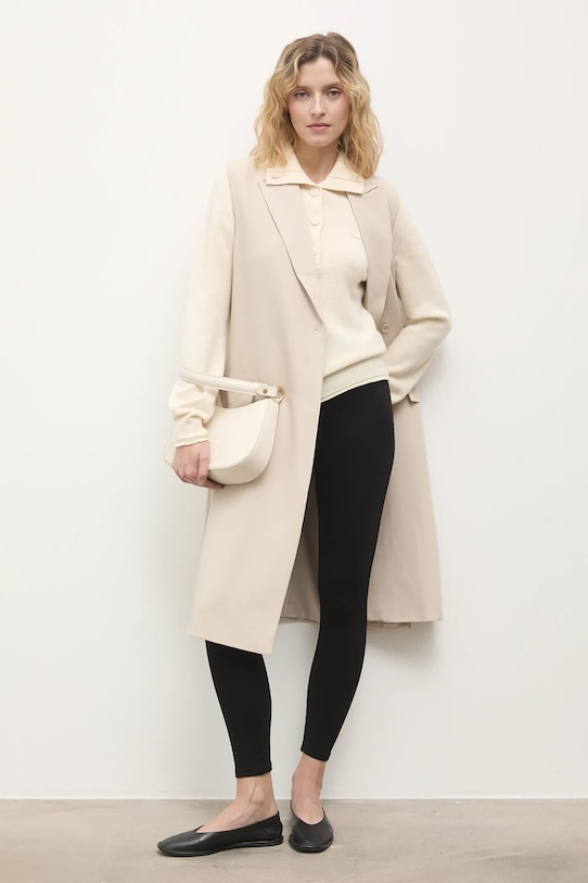 Answear.LAB kamizelka tkanina beżowy 971424.hak