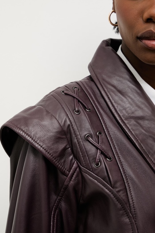 Шкіряний плащ Answear.LAB LILLIAN бордо