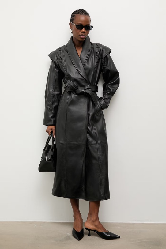 Кожаный плащ Answear.LAB кожа чёрный LILLIAN