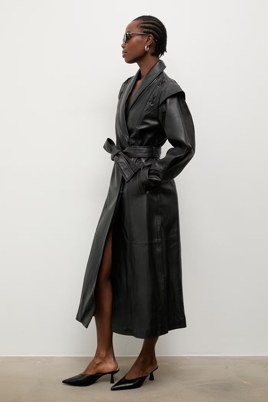 Кожаный плащ Answear.LAB LILLIAN чёрный WA00