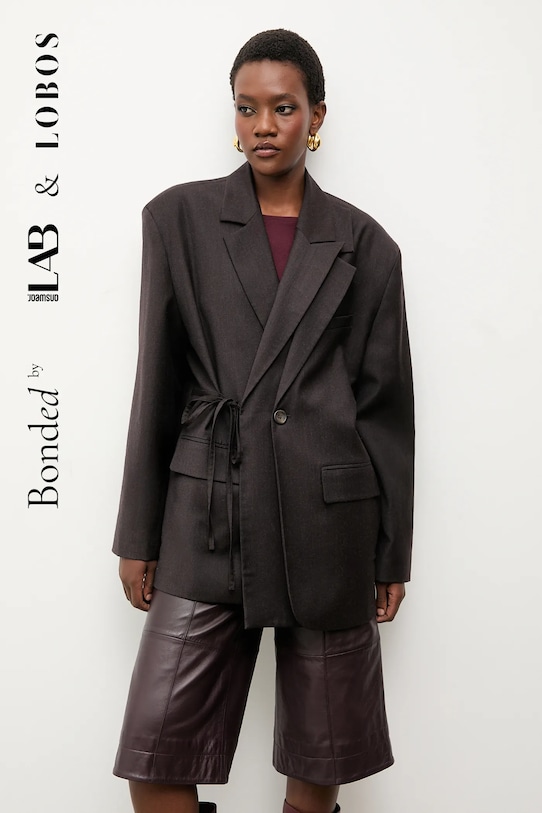 Bonded by Answear.LAB & LOBOS marynarka wełniana lab2.tos brązowy WS26