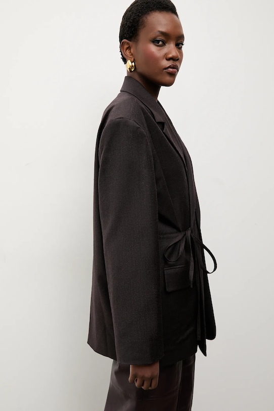 Answear.LAB marynarka z domieszką wełny brązowy lab2.tos