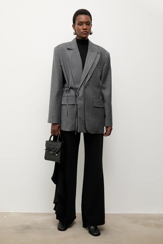 Answear.LAB marynarka z domieszką wełny z podszewką szary lab2.tos