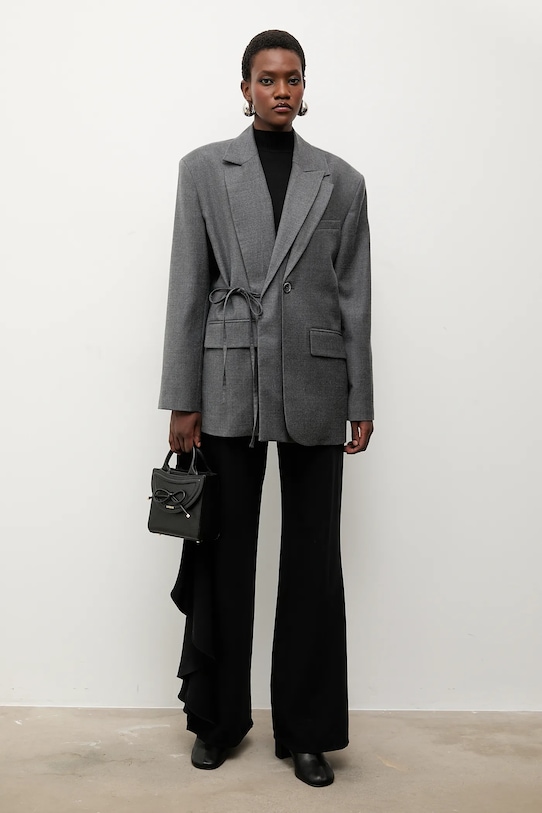 Answear.LAB marynarka z domieszką wełny z podszewką szary lab2.tos