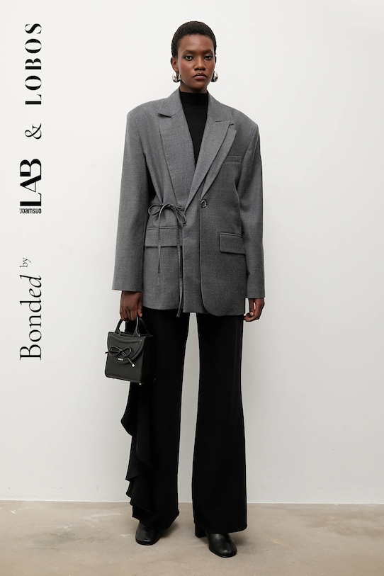 Bonded by Answear.LAB & LOBOS marynarka wełniana z podszewką szary lab2.tos