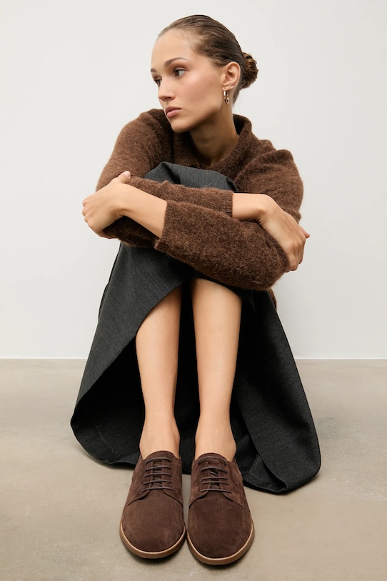 Semišové poltopánky Answear.LAB semišová koža hnedá 4006-01