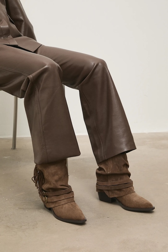 Answear.LAB botki zamszowe słupek brązowy AN-XY25024-3188H-L