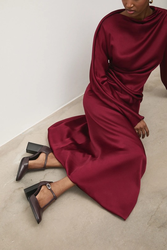 Kožne salonke Answear.LAB široka potpetica bordo AN-D24252-2862H-L