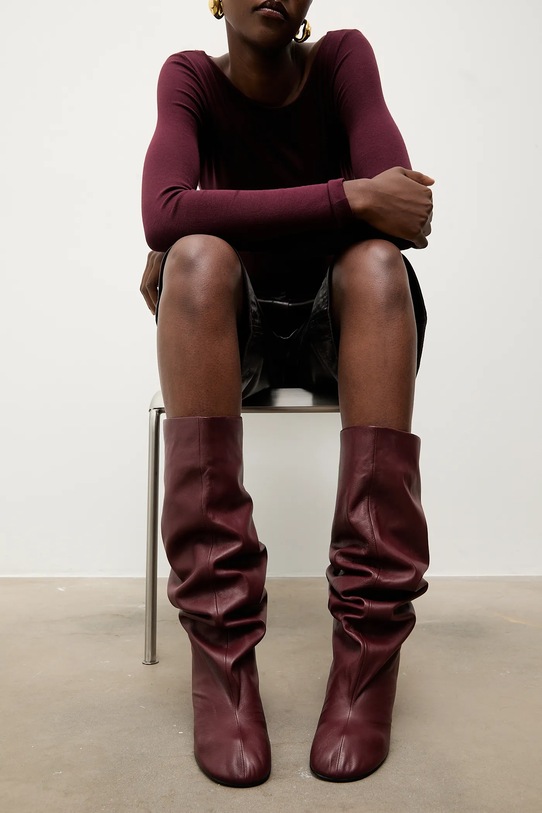 Answear.LAB kozaki skórzane słupek bordowy LT1896-1602-3