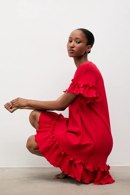 Answear.LAB koszula nocna bawełniana bawełna czerwony WA25-PJD015