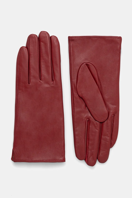 Answear.LAB rękawiczki skórzane skóra licowa bordowy plain glove