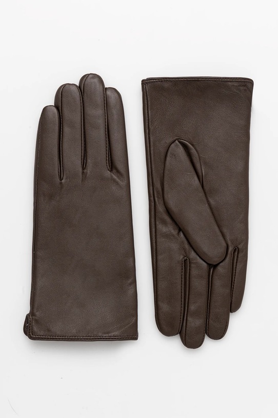 Answear.LAB rękawiczki skórzane skóra licowa brązowy plain glove
