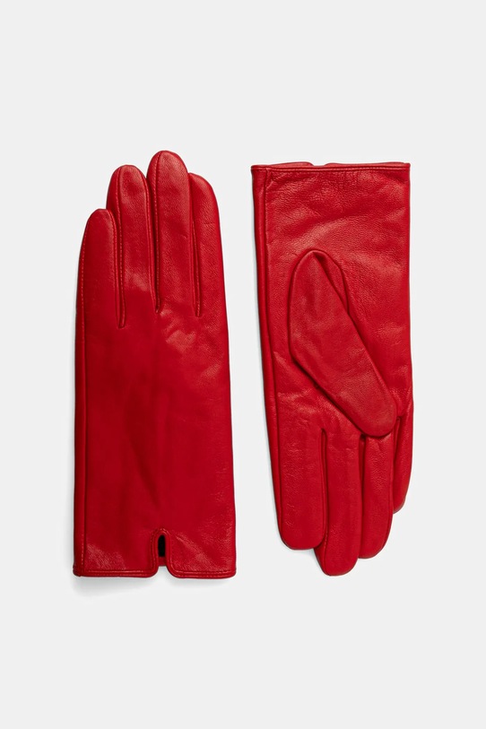 Answear.LAB rękawiczki skórzane skóra licowa czerwony plain glove 2