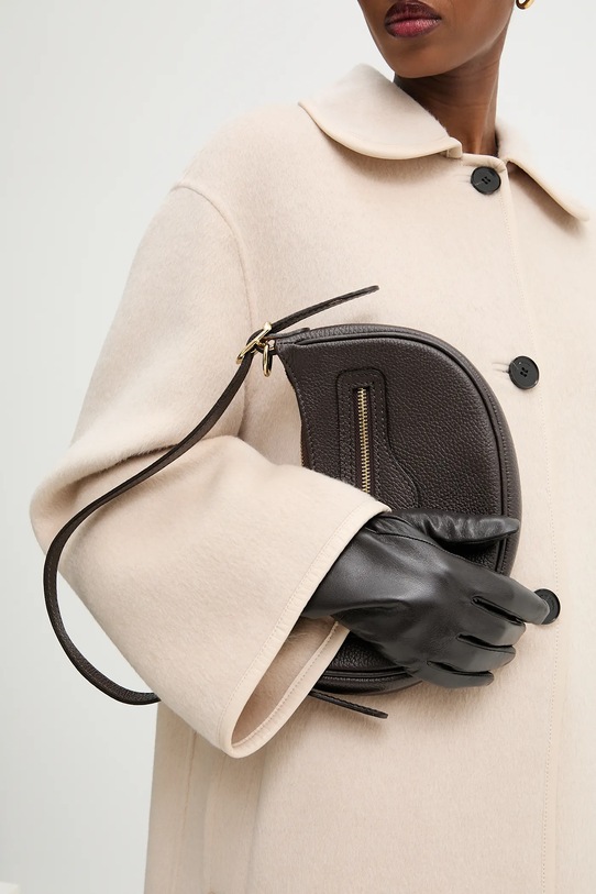 Answear.LAB rękawiczki skórzane brązowy plain glove 2