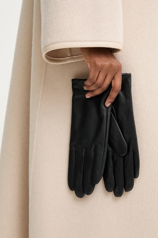 Answear.LAB rękawiczki skórzane czarny plain glove 2