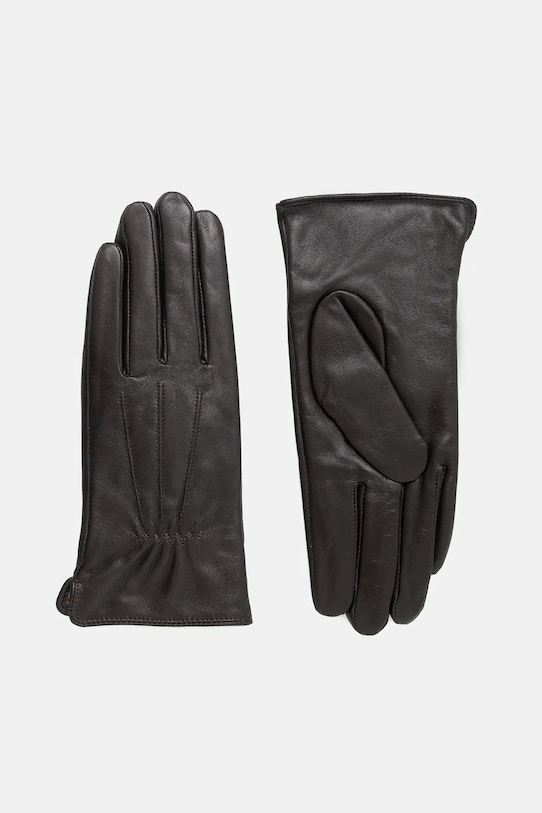 Answear.LAB rękawiczki skórzane skóra licowa brązowy fitted glove