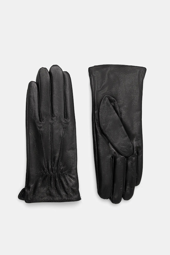 Answear.LAB rękawiczki skórzane skóra licowa czarny fitted glove
